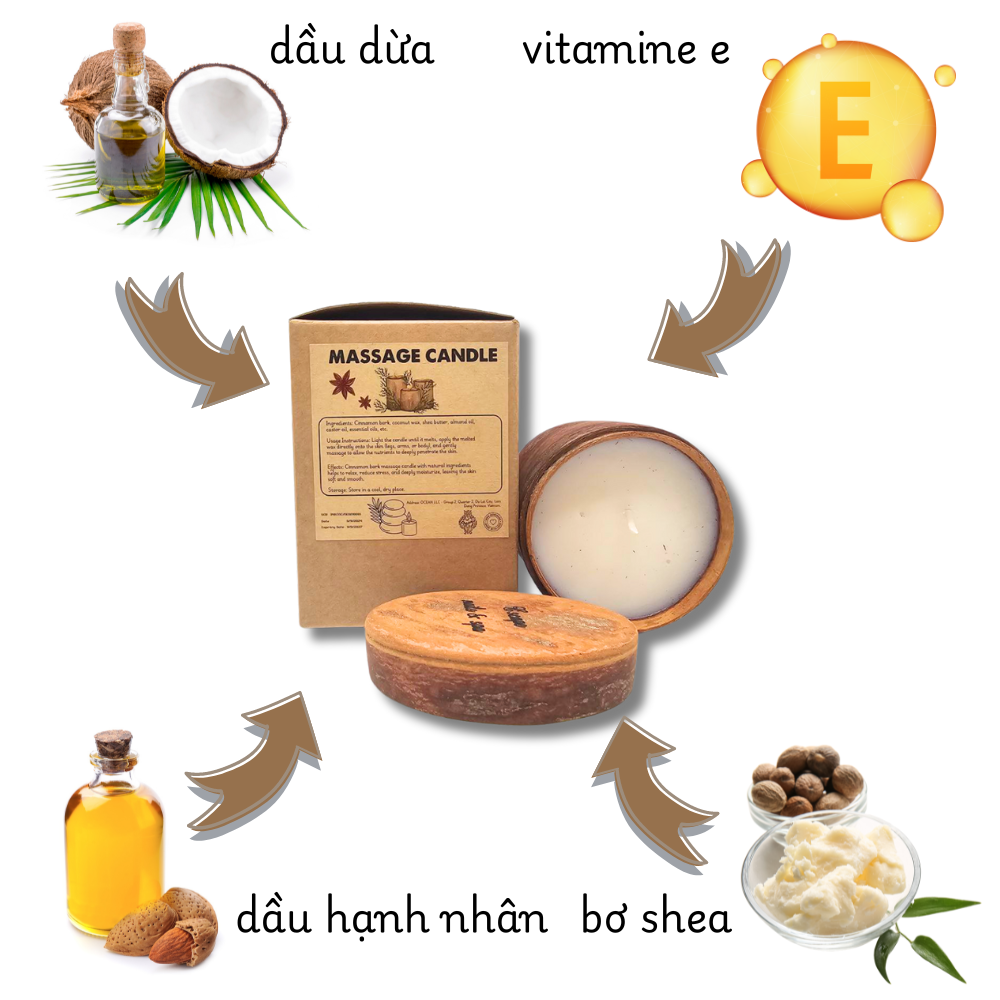 NẾN MASSAGE VỎ QUẾ KHẮC, THIẾT KẾ LOGO MIỄN PHÍ