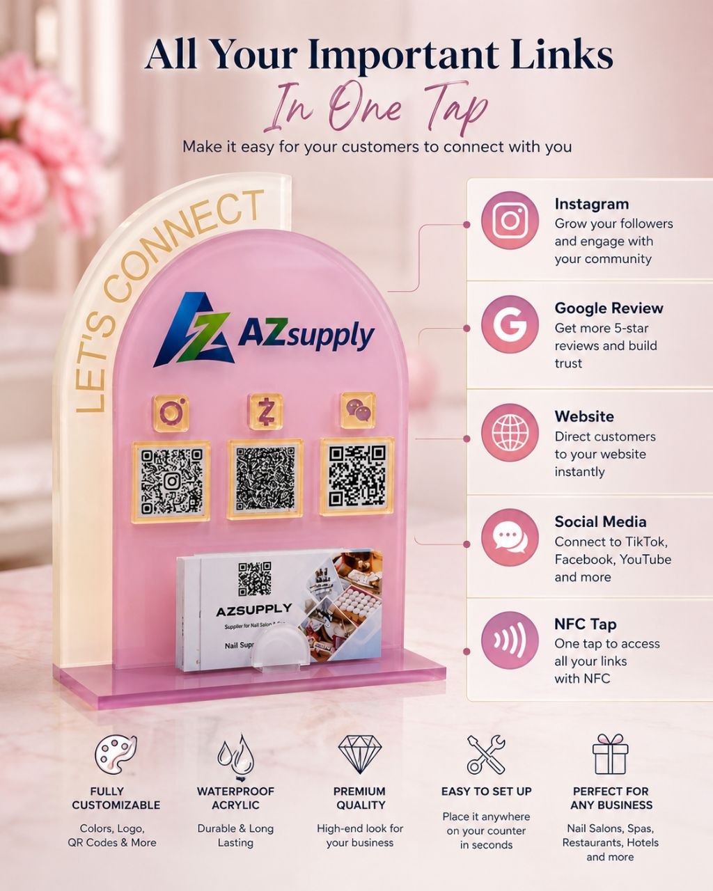 ✅ Luxury QR & NFC Display for Nail Salons & Spas