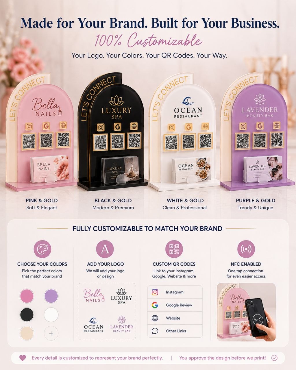 ✅ Luxury QR & NFC Display for Nail Salons & Spas