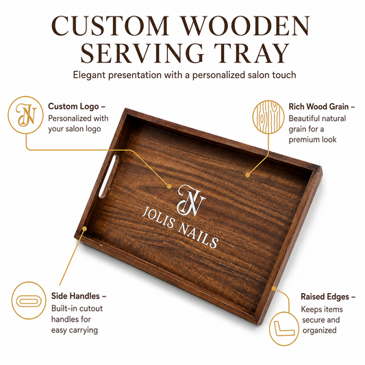 CUSTOM WOODEN SALON TRAY WITH PERSONALIZED LOGO