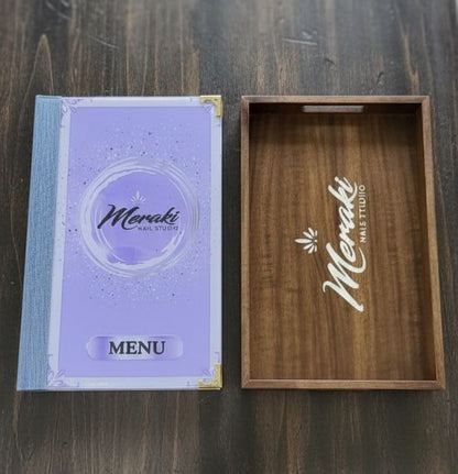 KHAY GỖ KHẮC LOGO CHO TIỆM NAILS