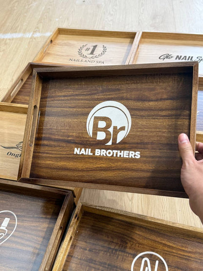 KHAY GỖ KHẮC LOGO CHO TIỆM NAILS