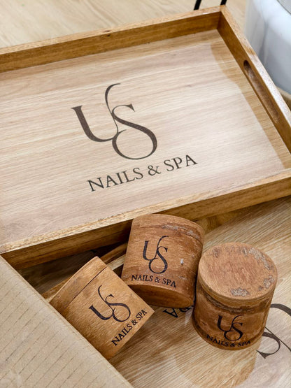 KHAY GỖ KHẮC LOGO CHO TIỆM NAILS