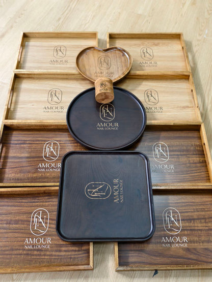KHAY GỖ KHẮC LOGO CHO TIỆM NAILS