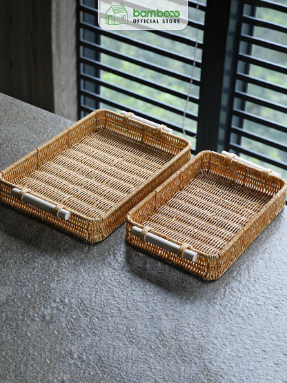 Khay nhựa giả mây đựng set PEDICURE tiệm nails, spa